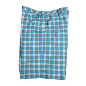 ASHWORTH‎ Golf Shorts Men's 34W BLUE, White, GRAY Plaid  Flat Front Pockets